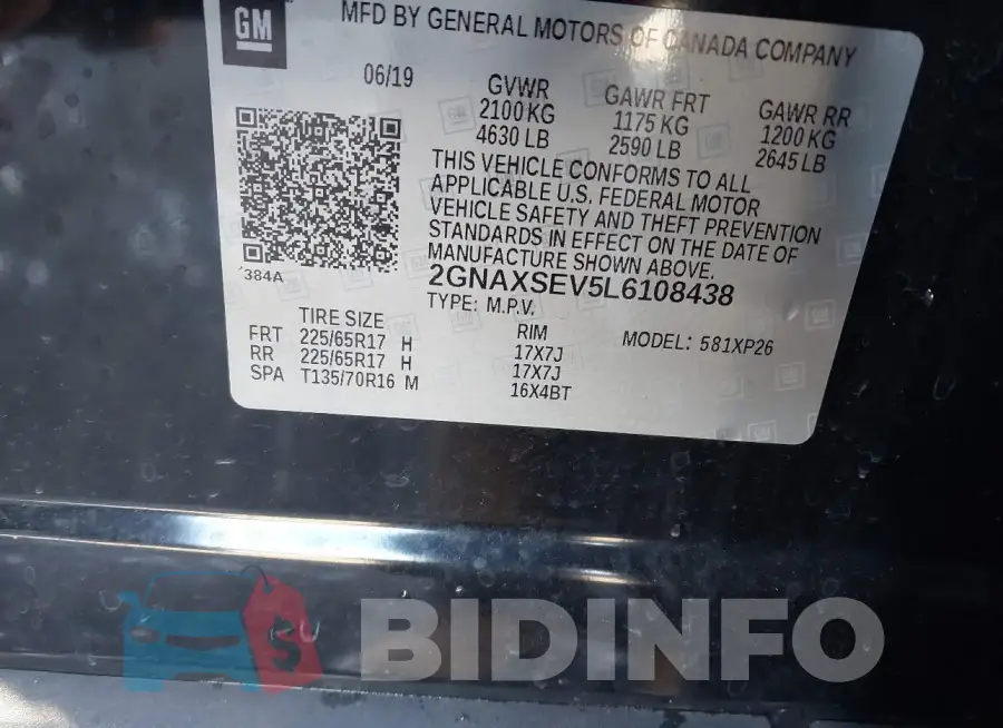 2GNAXSEV5L6108438 Photo# 9
