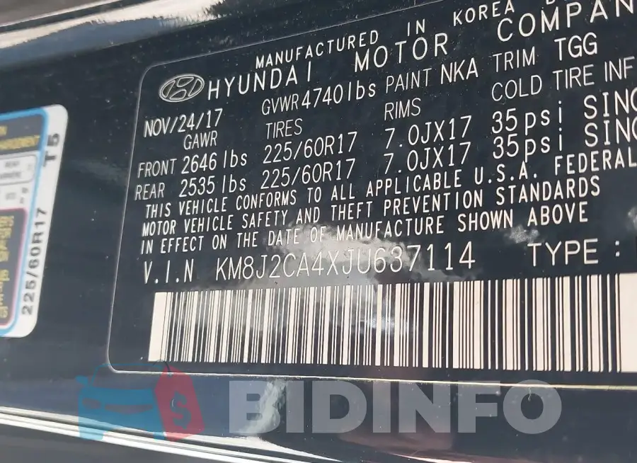 KM8J2CA4XJU637114 Photo# 9