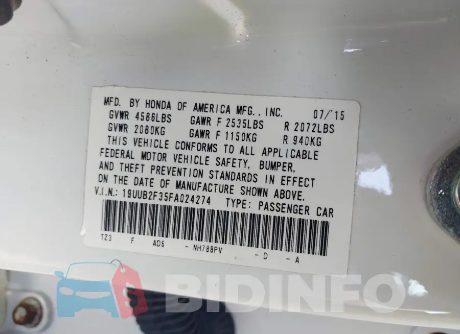 19UUB2F35FA024274 Photo# 9
