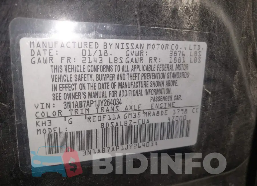 3N1AB7AP1JY264034 Photo# 9