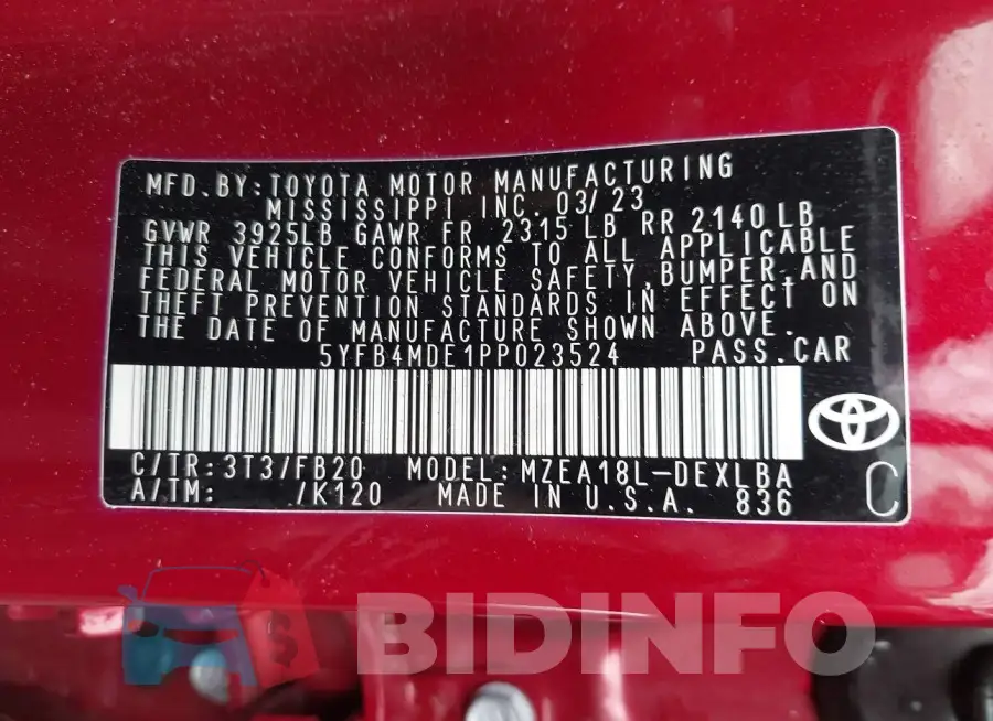 5YFB4MDE1PP023524 Photo# 9