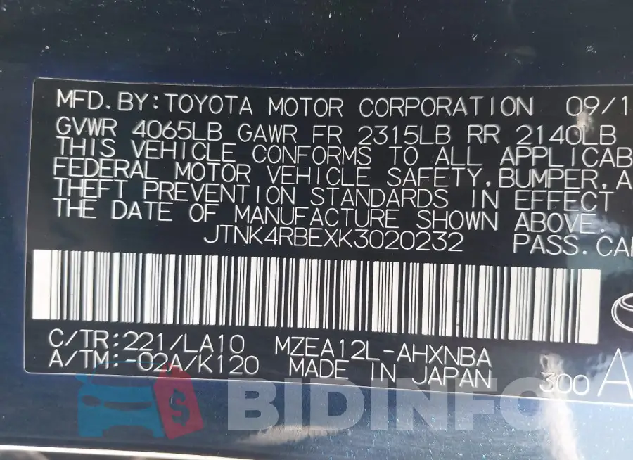JTNK4RBEXK3020232 Photo# 9