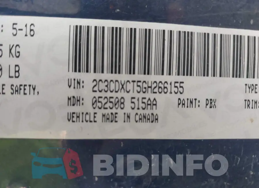 2C3CDXCT5GH266155 Photo# 9