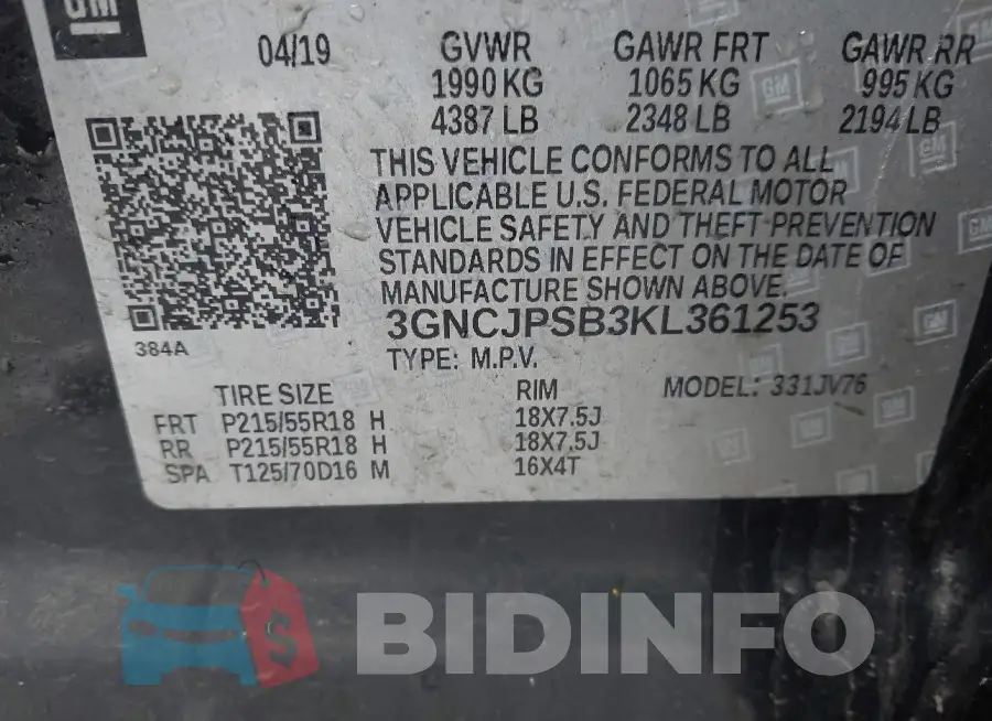 3GNCJPSB3KL361253 Photo# 9