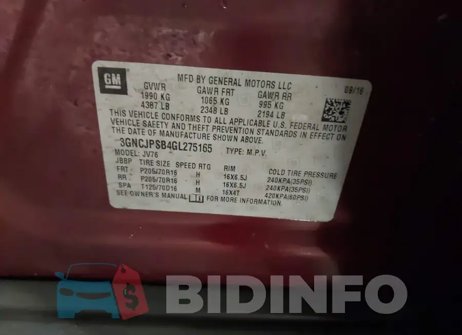 3GNCJPSB4GL275165 Photo# 9