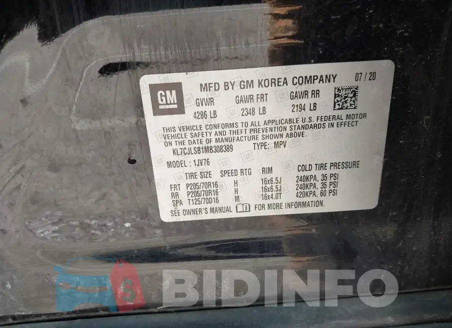 KL7CJLSB1MB308389 Photo# 9