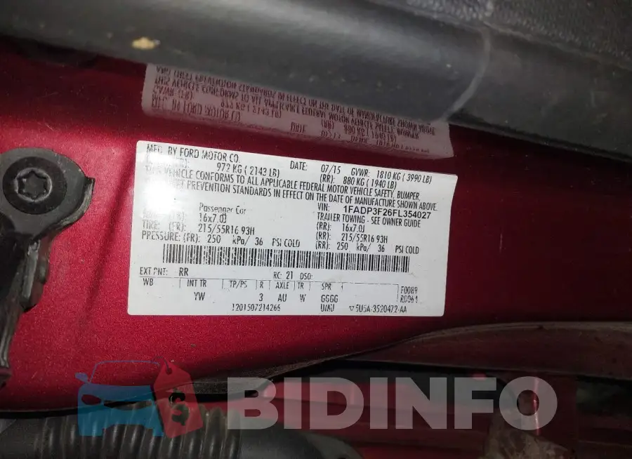 1FADP3F26FL354027 Photo# 9