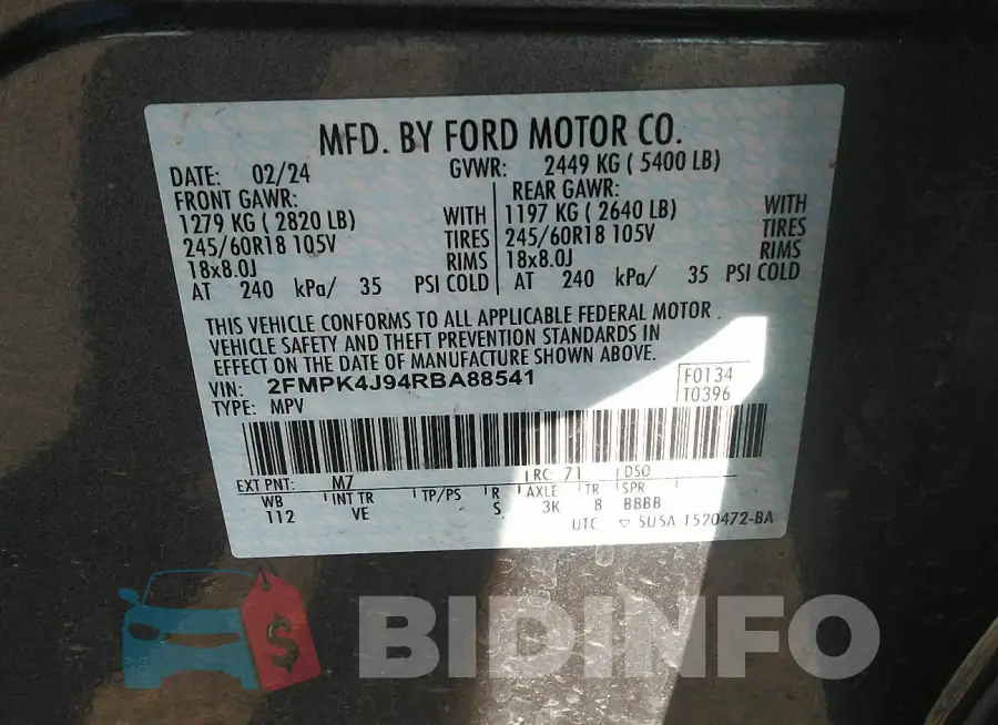 2FMPK4J94RBA88541 Photo# 9