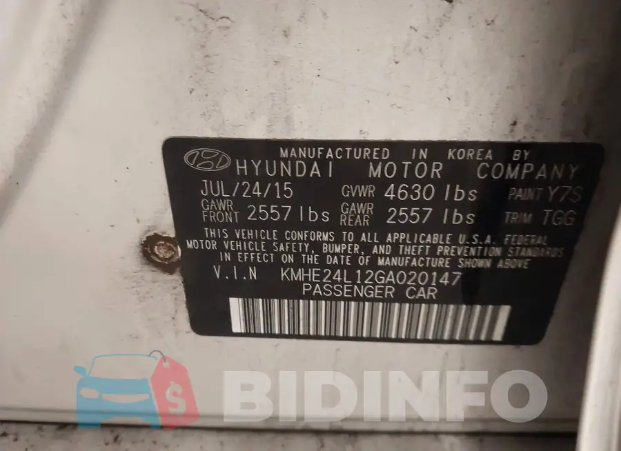 KMHE24L12GA020147 Photo# 9