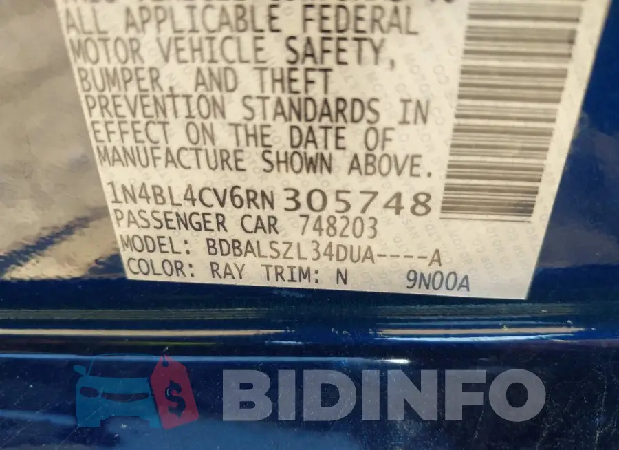 1N4BL4CV6RN305748 Photo# 9