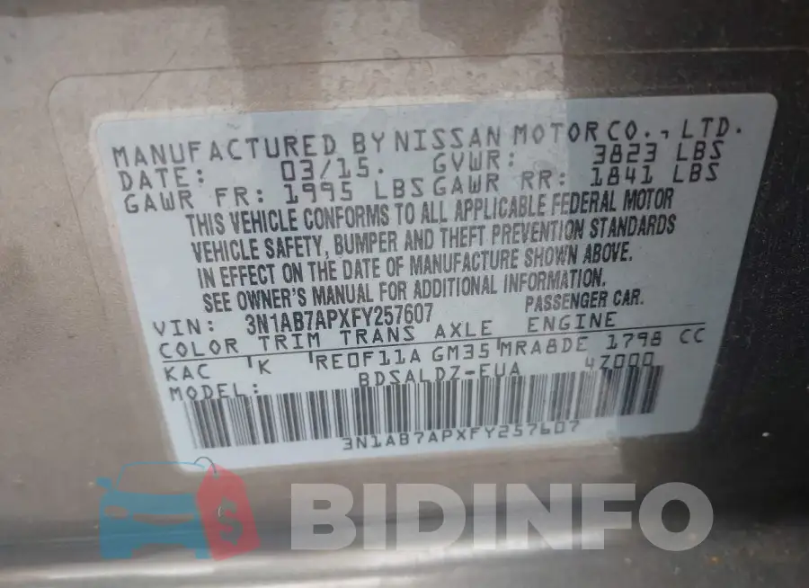 3N1AB7APXFY257607 Photo# 9