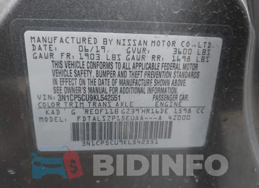 3N1CP5CU9KL542551 Photo# 9