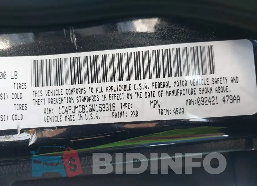 1C4PJMCB1GW153316 Photo# 9