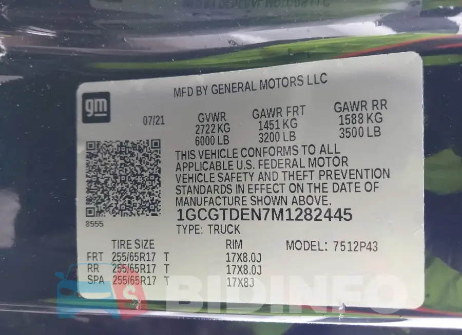1GCGTDEN7M1282445 Photo# 9