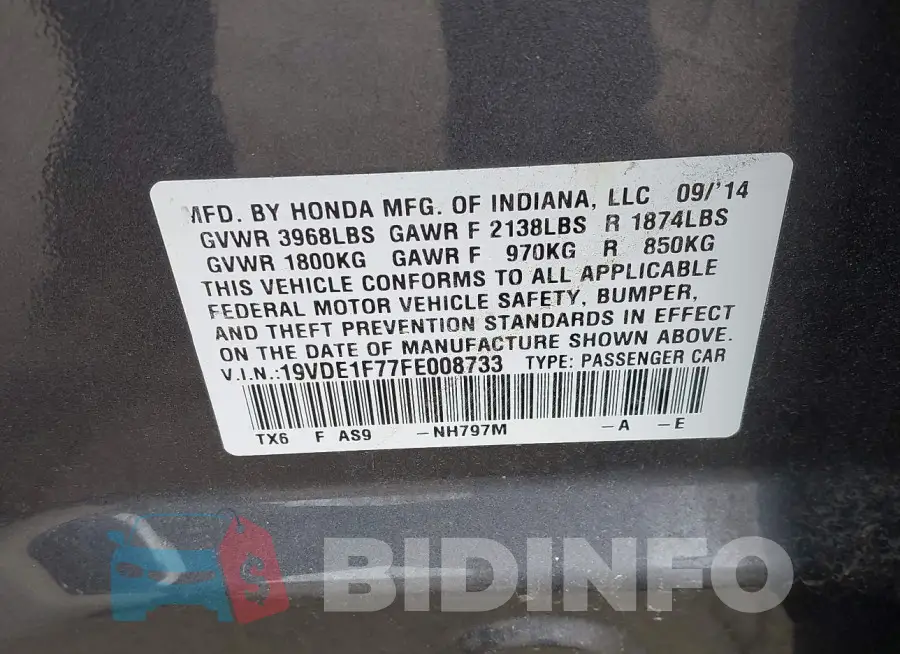 19VDE1F77FE008733 Photo# 9