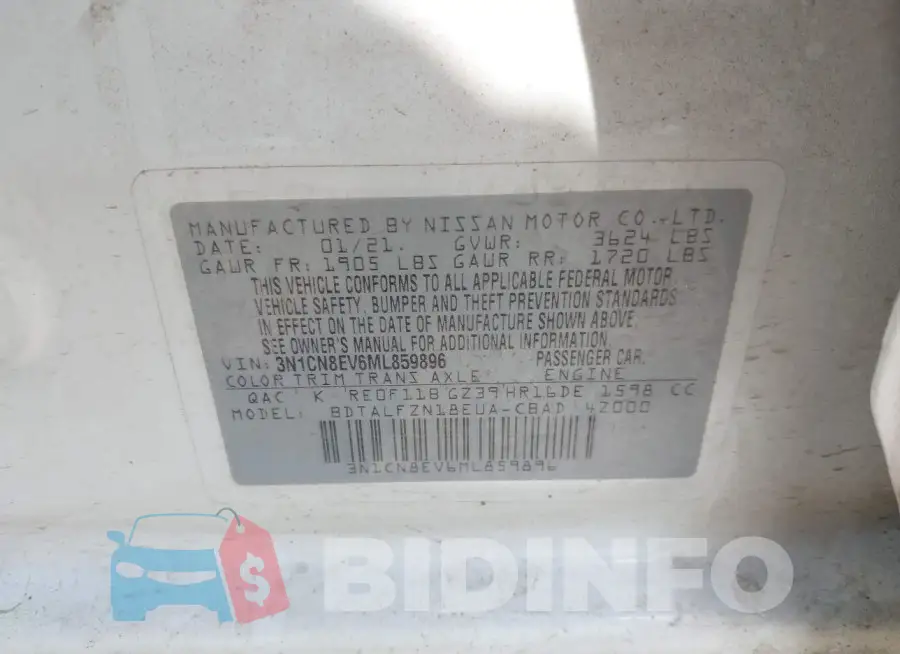 3N1CN8EV6ML859896 Photo# 9
