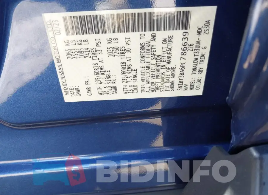 5N1BT3BA6PC786639 Photo# 9
