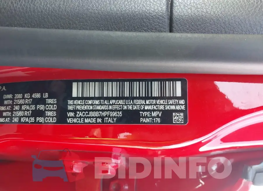 ZACCJBBB7HPF99635 Photo# 9