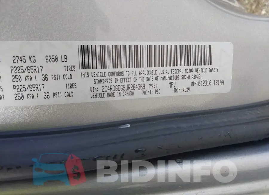 2C4RDGEG5JR284369 Photo# 9