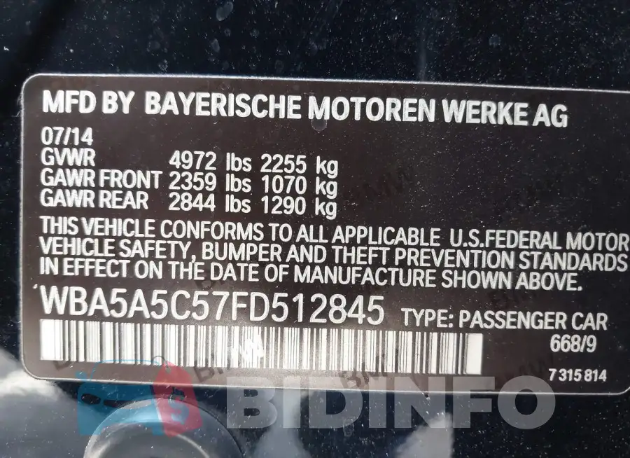 WBA5A5C57FD512845 Photo# 9