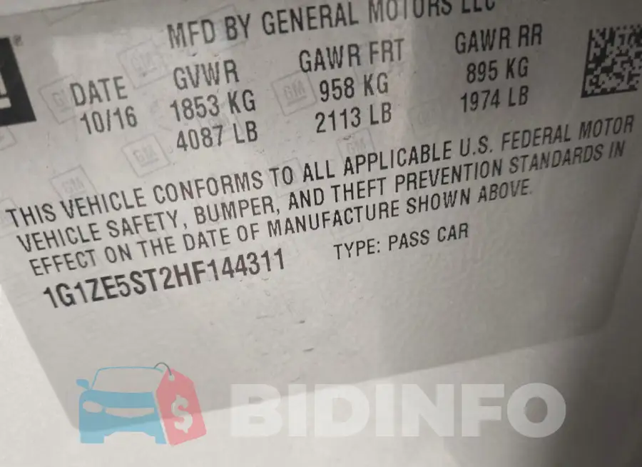 1G1ZE5ST2HF144311 Photo# 9