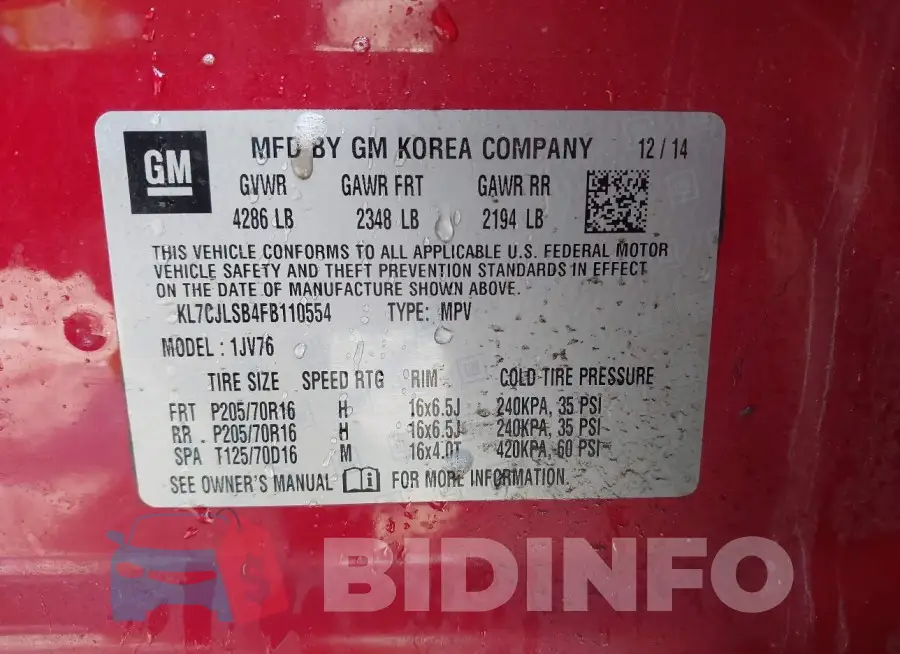 KL7CJLSB4FB110554 Photo# 9