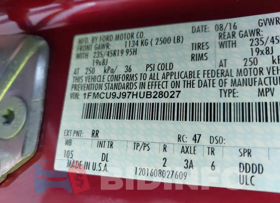 1FMCU9J97HUB28027 Photo# 9