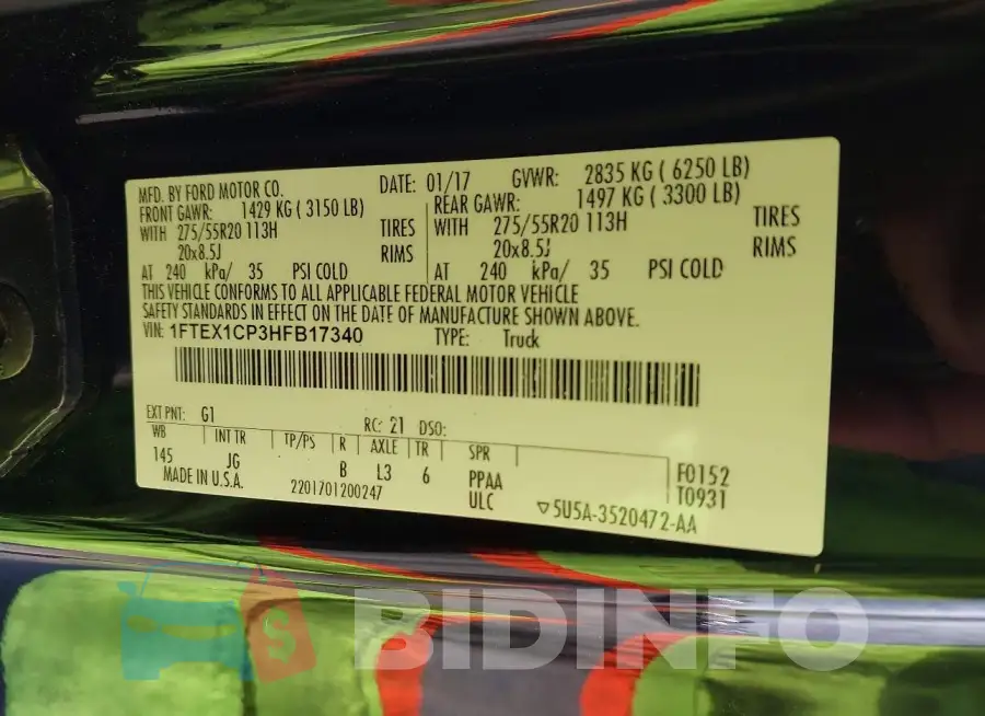 1FTEX1CP3HFB17340 Photo# 9