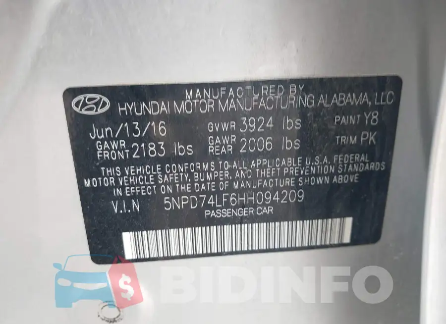 5NPD74LF6HH094209 Photo# 9