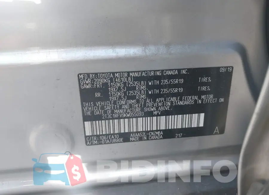 2T3C1RFV9KW055093 Photo# 9