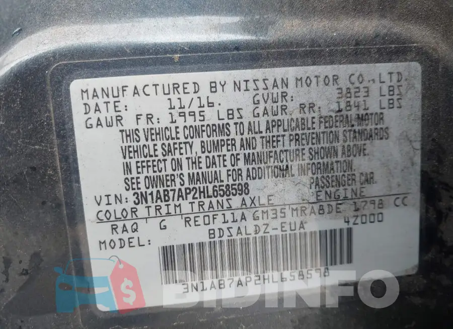 3N1AB7AP2HL658598 Photo# 9