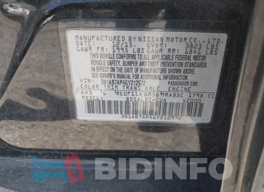 3N1AB7AP4GY212972 Photo# 9