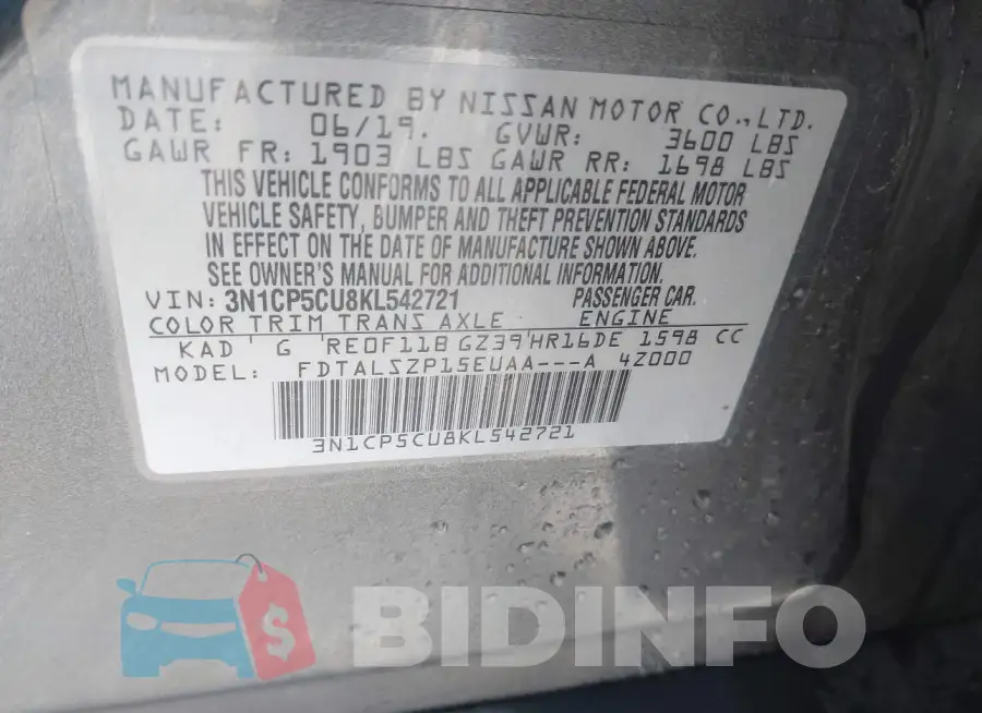 3N1CP5CU8KL542721 Photo# 9