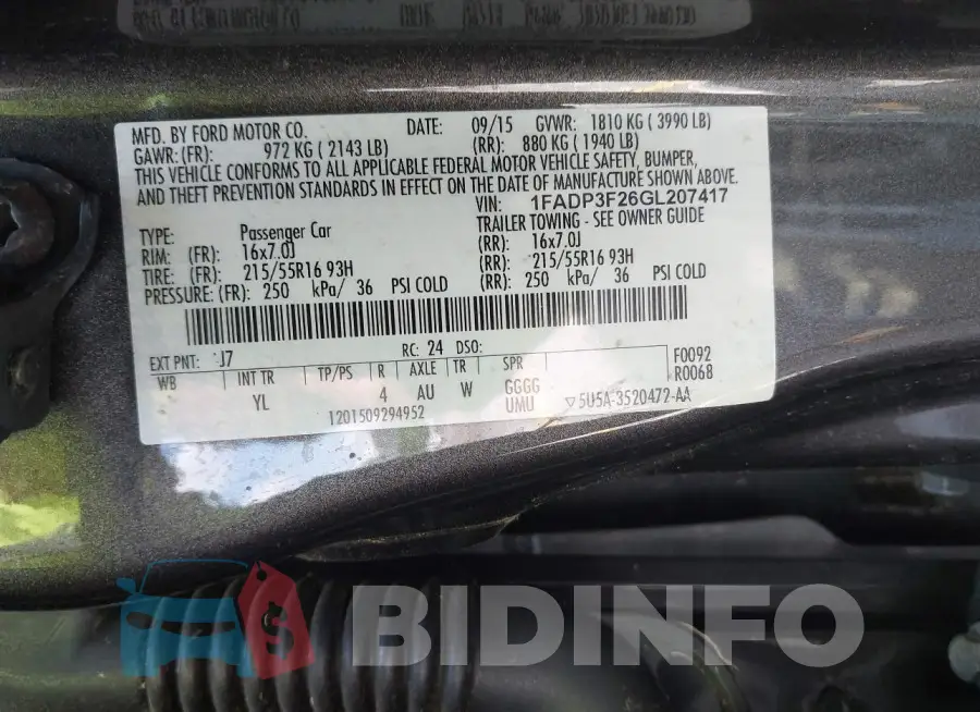 1FADP3F26GL207417 Photo# 9