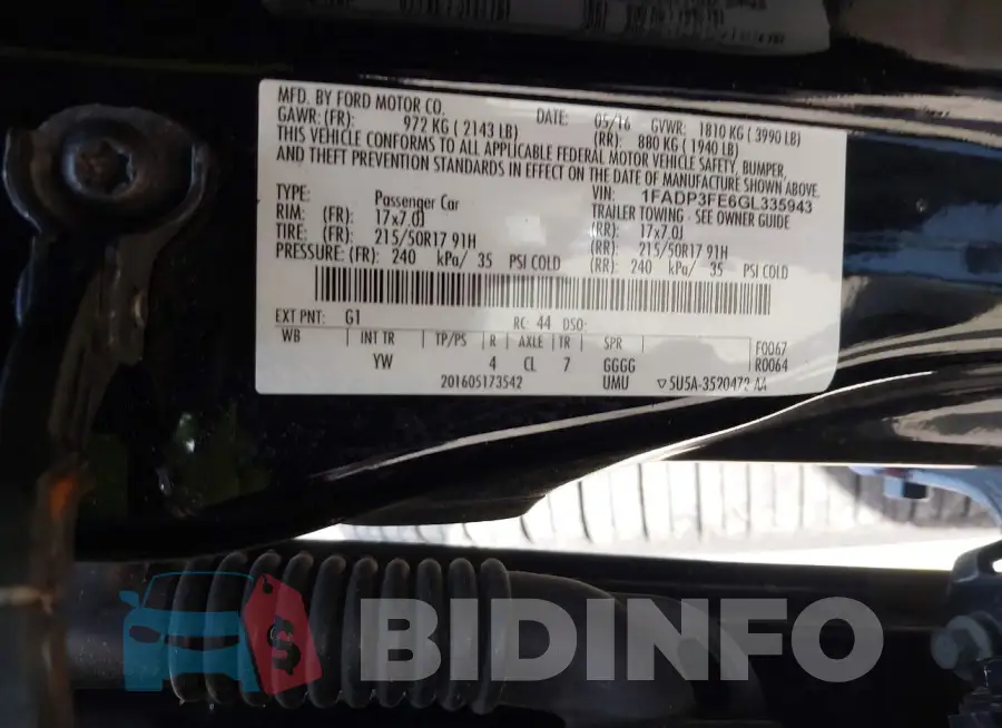 1FADP3FE6GL335943 Photo# 9
