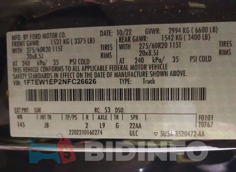 1FTEW1EP2NFC26626 Photo# 9