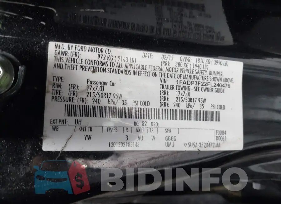 1FADP3F22FL240476 Photo# 9