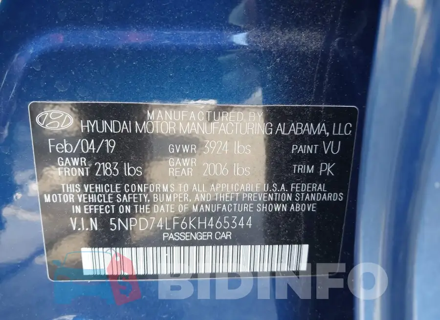 5NPD74LF6KH465344 Photo# 9