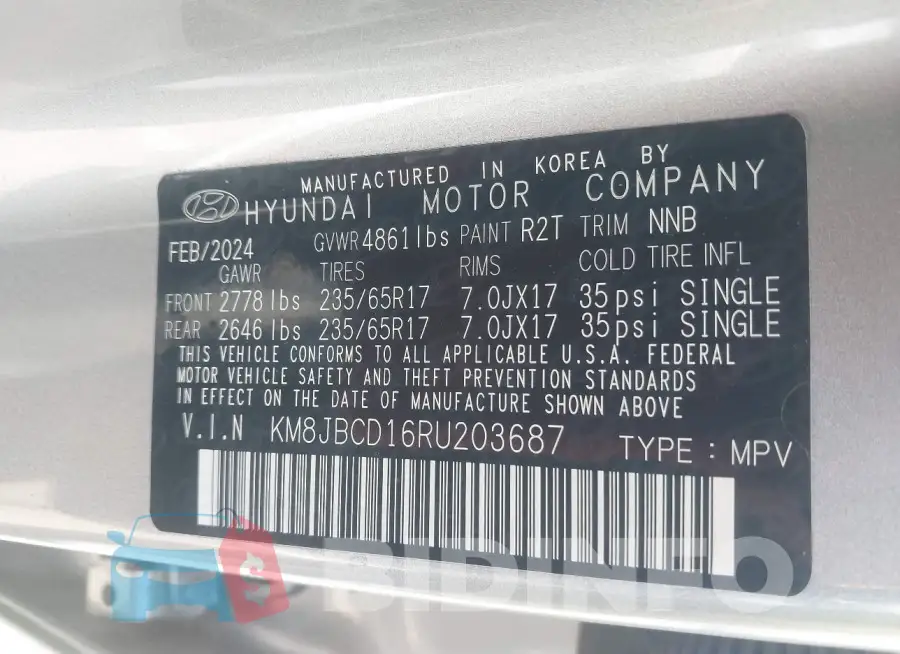 KM8JBCD16RU203687 Photo# 9