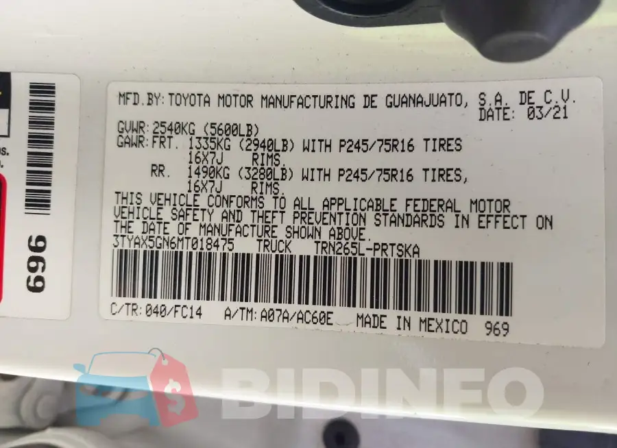 3TYAX5GN6MT018475 Photo# 9
