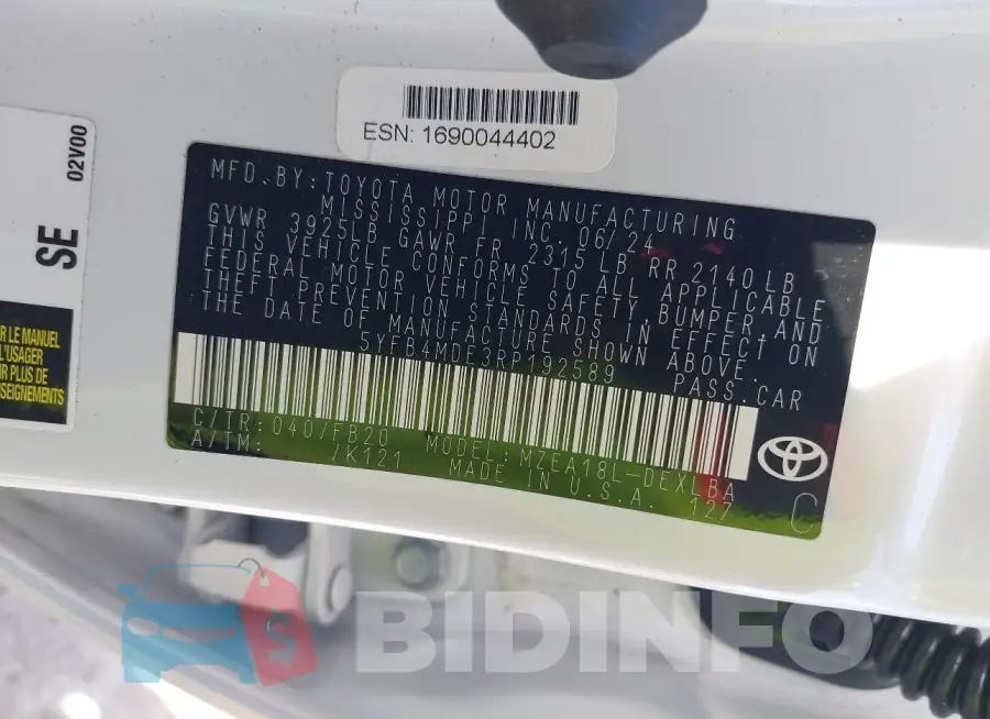 5YFB4MDE3RP192589 Photo# 9