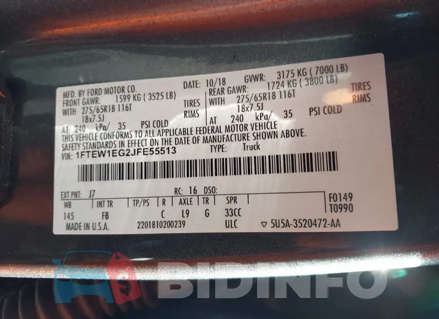 1FTEW1EG2JFE55513 Photo# 9