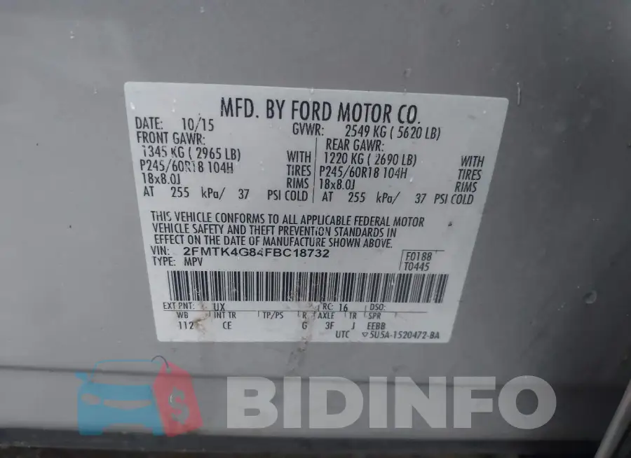 2FMTK4G84FBC18732 Photo# 9