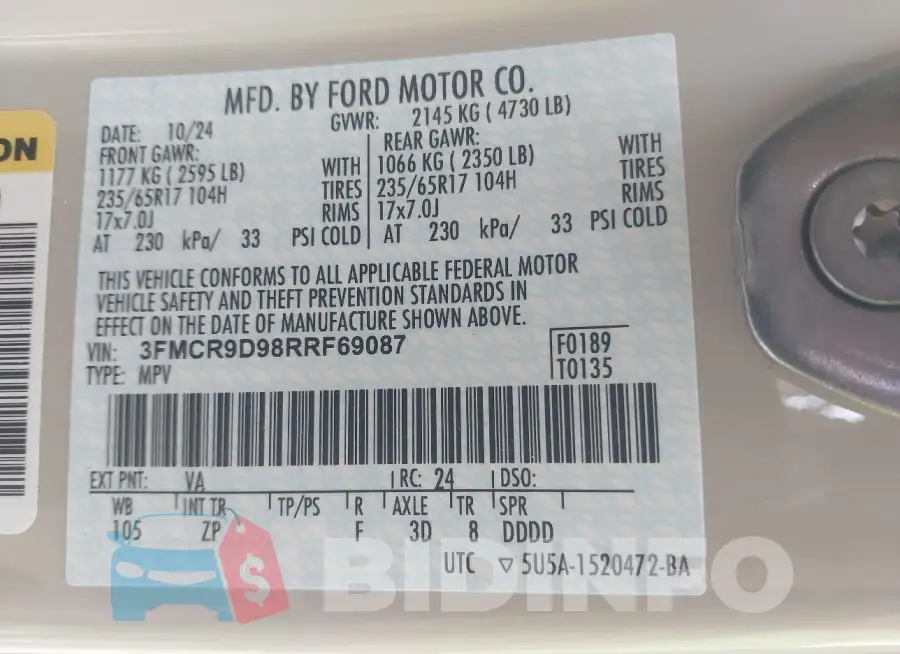 3FMCR9D98RRF69087 Photo# 9