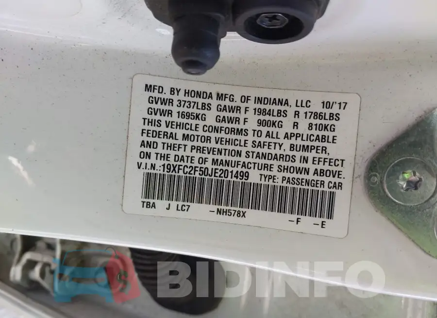 19XFC2F50JE201499 Photo# 9