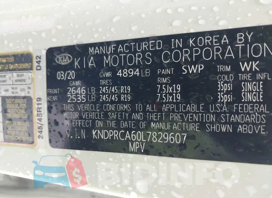 KNDPRCA60L7829607 Photo# 9