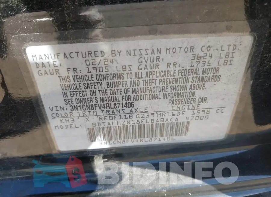 3N1CN8FV4RL871406 Photo# 9