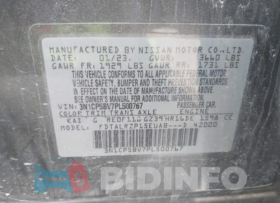 3N1CP5BV7PL500767 Photo# 9