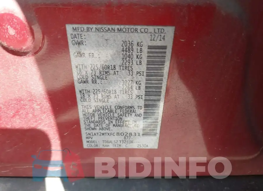 5N1AT2MTXFC802831 Photo# 9