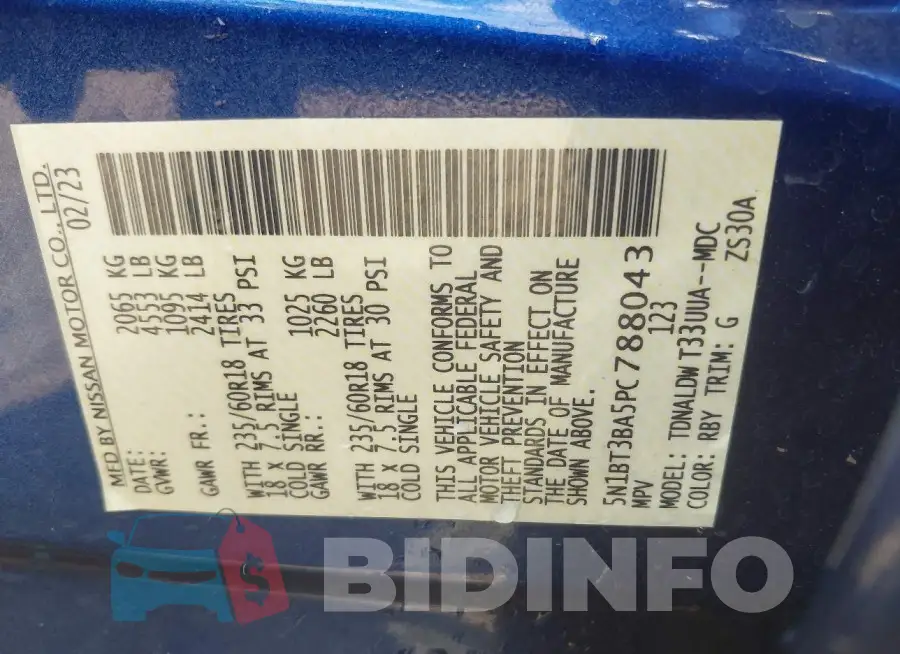 5N1BT3BA5PC788043 Photo# 9